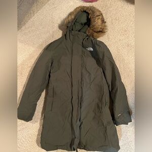 The North Face arctic parka Olive with Fur Trim